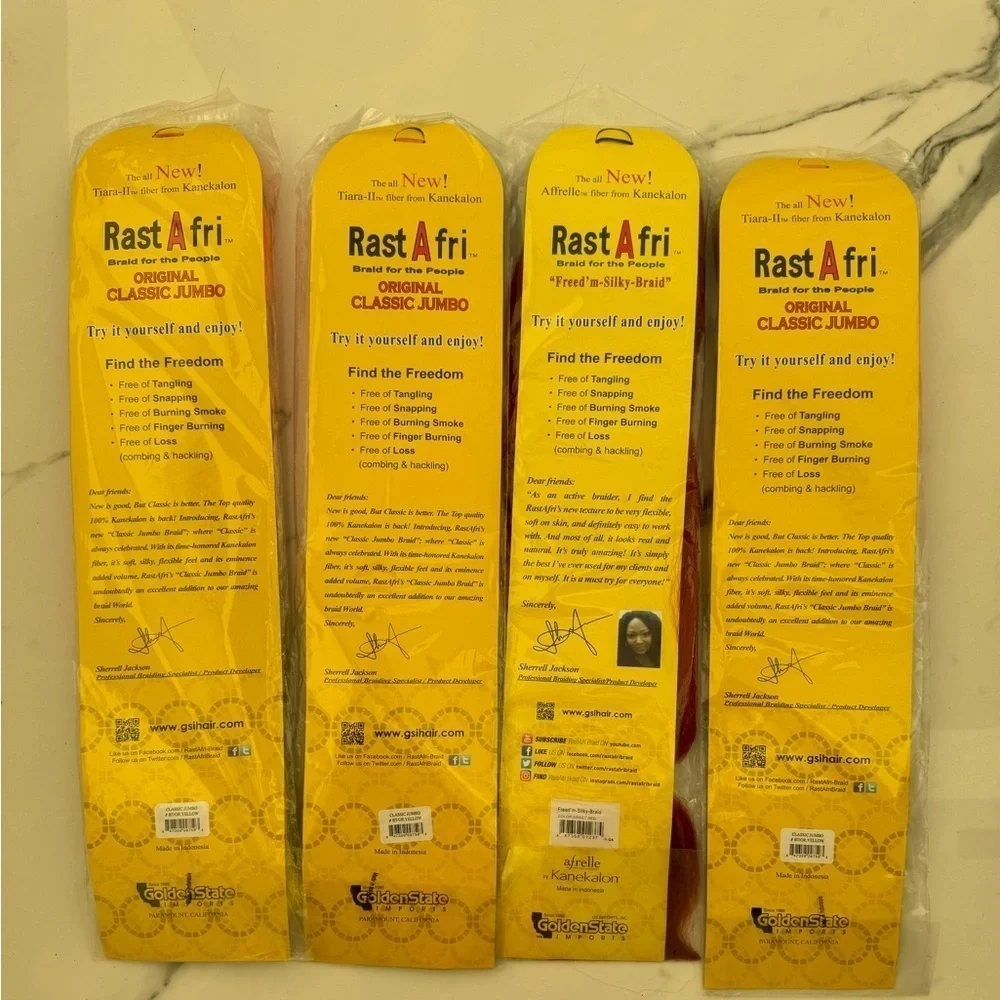 Rastafari 100% kanekalon packs extension hair orange/ yellow, sweet red, black